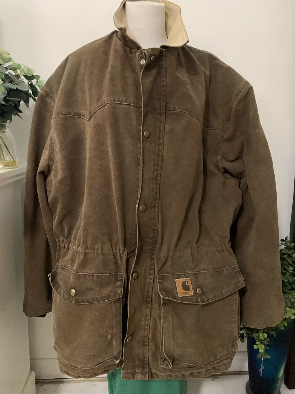 Carhartt Brown Canvas Duck Jacket with Contrast Collar